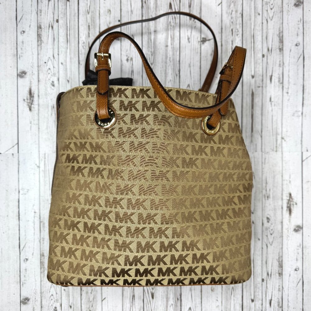 Michael Kors Set Logo Jacquard Tote Bag | Brown | Large - Picture 2 of 6